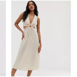 ASOS DESIGN midi textured sundress with ring detail